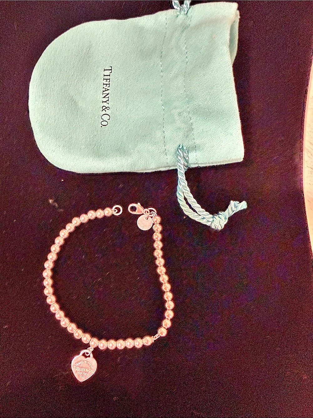 Tiffany & Co. Return to Tiffany Blue Enamel Heart Tag Bead Bracelet